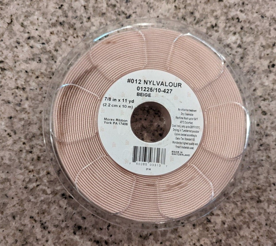 Morex Ribbon Nylon 7/8 inch by 11 Yards Beige Item 01225/10