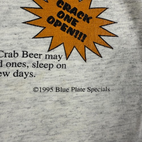 Oneita Power T-Shirt Mens Large Gray Crab Beer Bay Water Maryland Crack One Open - Picture 9 of 14
