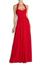 NEW BCBGMAXAZRIA ROUGE RED SELENE HALTER-NECK RUCHED GOWN IQI65B50/L212W SIZE 0