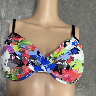 Liz Claiborne Women's Swim Top Size 10 Multi Color Ties at Back Attachable  Strap