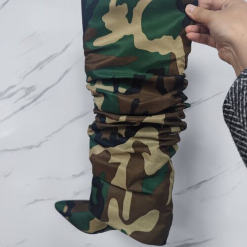 Runway American Style lässig plissiert Damen spitz zulaufend kniehohe Stiefel Keilabsatz - Bild 5 von 28