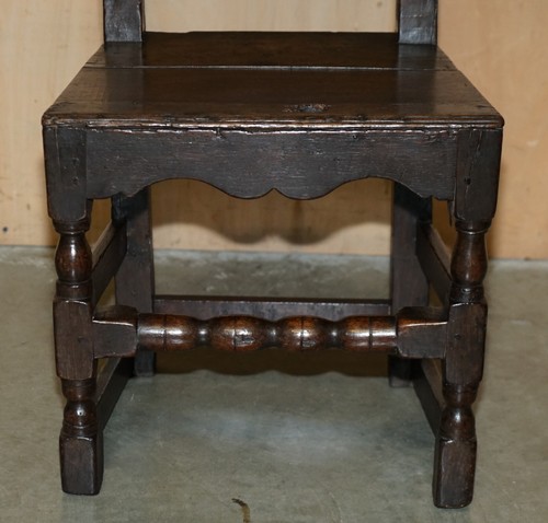 QUALITY ANTIQUE CIRCA 1660 CHARLES II ENGLISH OAK 17TH CENTURY OCCASIONAL CHAIR - Picture 8 of 16