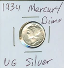 1934  Silver Mercury Dime VG