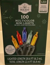 Holiday Time 100-Count Multicolor LED Mini Christmas Fairy Lights Green Wire