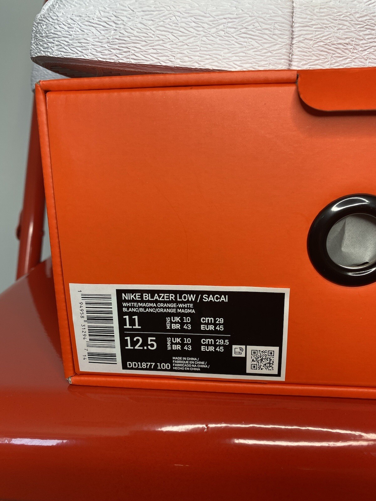 SACAI X NIKE Nike x Sacai Blazer basso bianco arancione UK10 US11