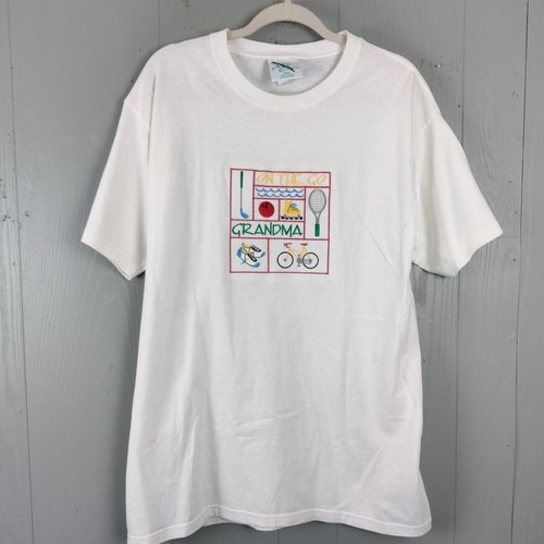 Vintage 80er 90er T-Shirt Damen L unterwegs Oma lustig Geschenk Oversize Oma