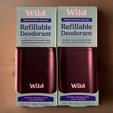 2 Pack Wild Fresh Cotton  Sea Salt Refillable Deodorant 1.4 oz