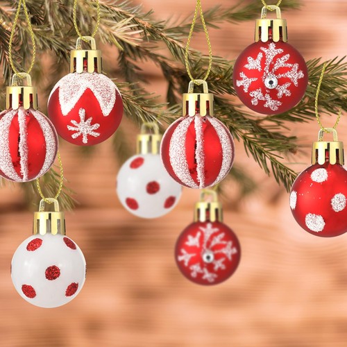 100 Pcs Mini Christmas Balls Ornaments 1.2 Inch White and Red Christmas Ornam... - Imagen 5 de 6