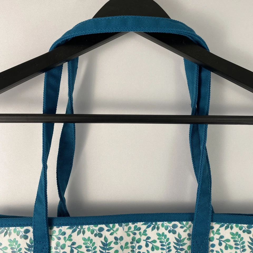 New Turquoise Blue Floral Canvas Tote Bag Christian Art Gifts Proverbs 15x14x4” - Image 4 of 4