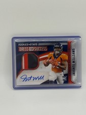 2021 Javonte Williams Rookie Card w/3 color Patch Auto Rookies & Stars #24 of 25. rookie card picture