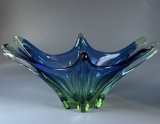 Muranoglas Schale; Murano; Blau Grün Überfang;