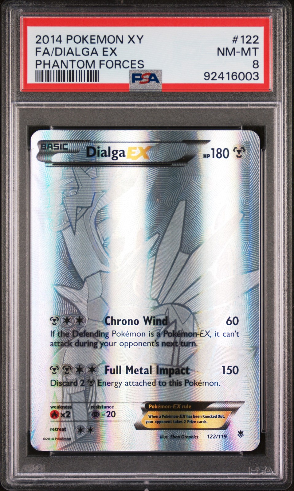 Pokemon Dialga EX XY Phantom Forces Secret Rare 122/119 PSA 8
