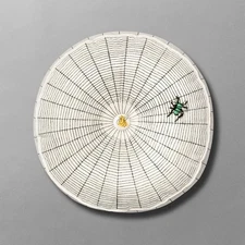 John Derian Decorative Pillow Round Tangled Web Spider Cream 12in DIA