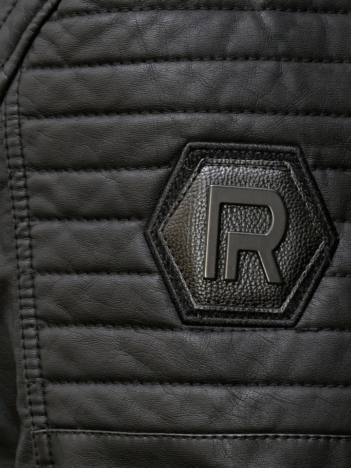 Redbridge Herren Jacke Kunst- Lederjacke Bikerjacke Übergangsjacke Kapuze M6013H - Bild 3 von 4