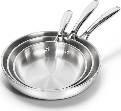 Edelstahl Bratpfannen-Set, 20,3 cm / 24,1 cm / 27,9 cm Kochpfannen, Dreifachb...