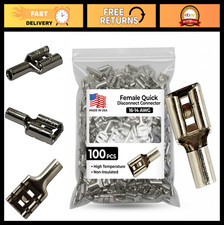 100 Pcs High Temp Non-Insulated Female Spade Connectors 16-14 Gauge Quick Discon