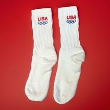 VINTAGE Hanes Crew Socks Mens 9-11 White USA Olympics Cross Trainer 90s