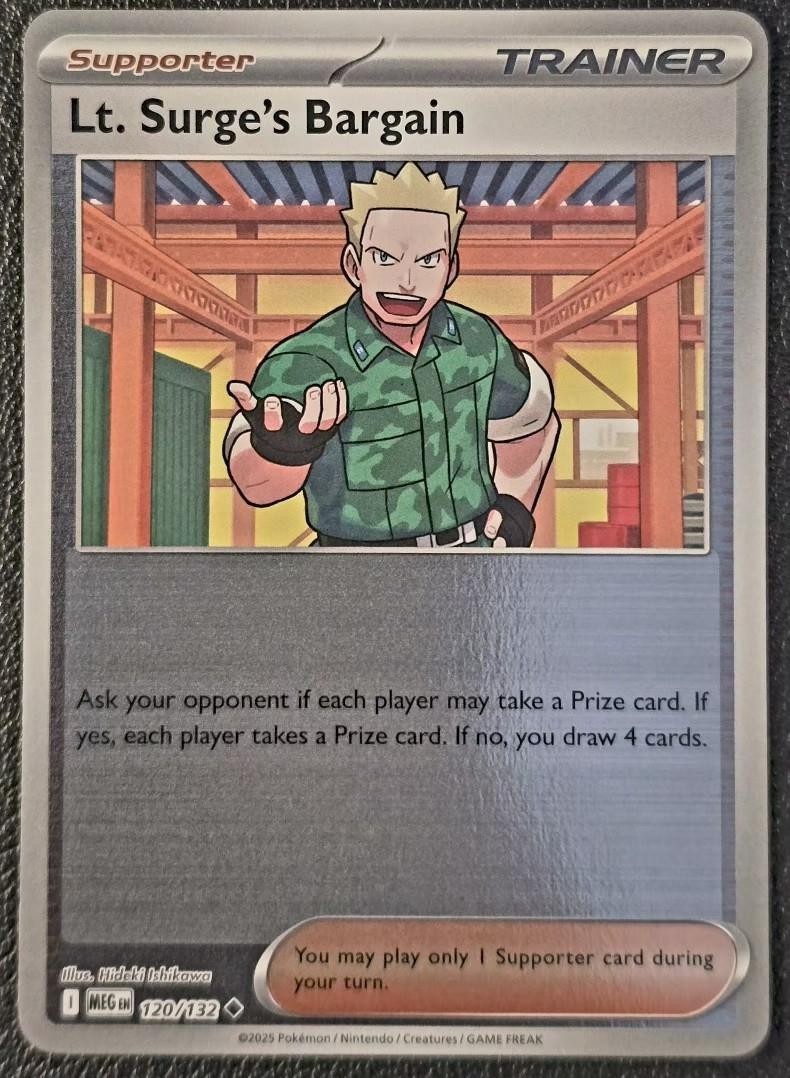 Lt. Surge's Bargain 120/132 - ME01 Mega Evolution Reverse Holo Playable Trainer