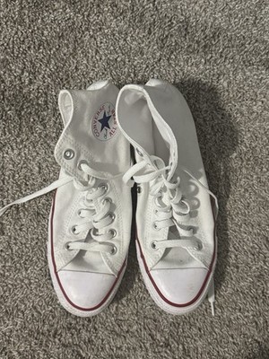 Converse Chuck Taylor All Star Mid Top White Canvas Lace-Up Sneakers Rubber Sole