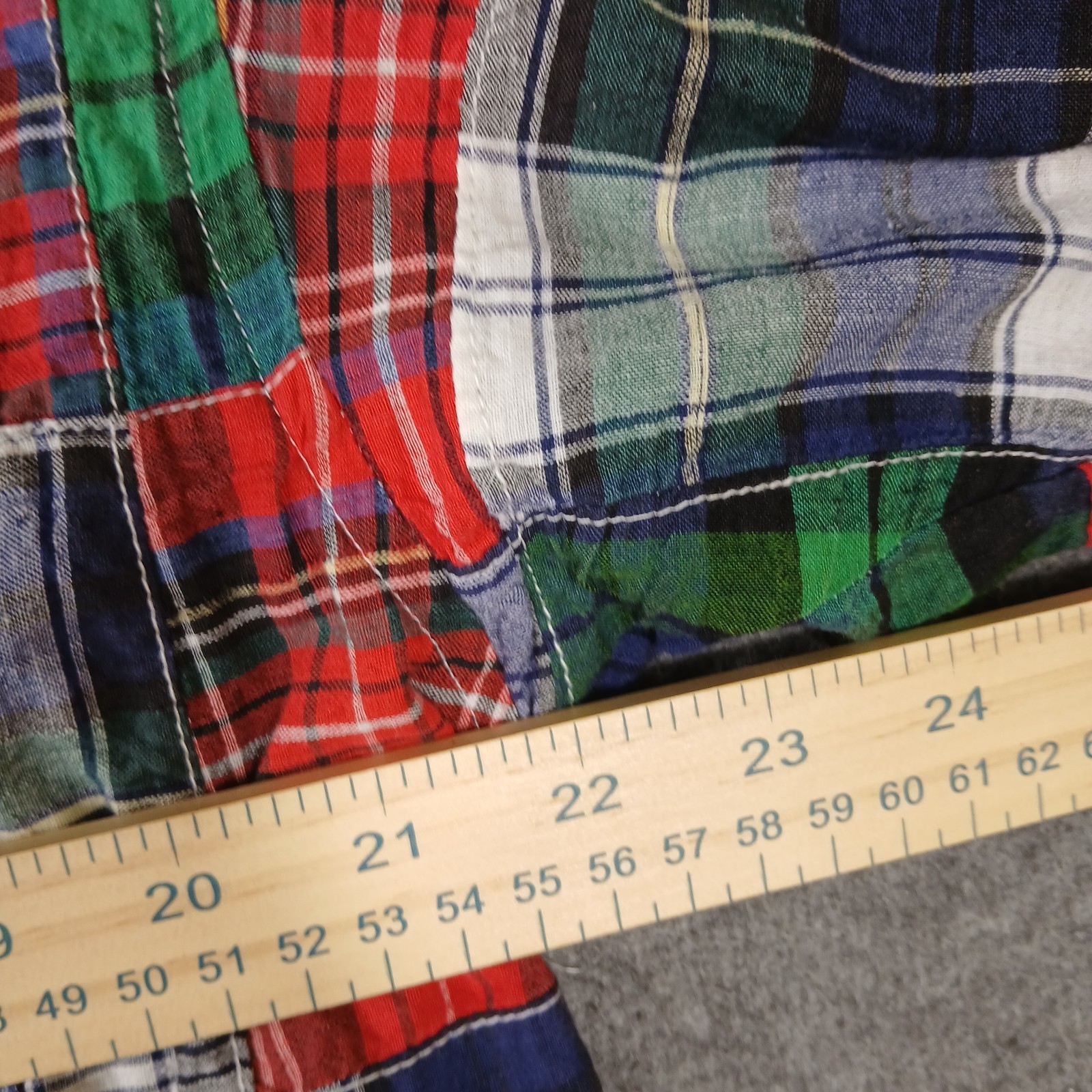 J Riggins Mens Red Patchwork Button Down Size Lar… - image 4