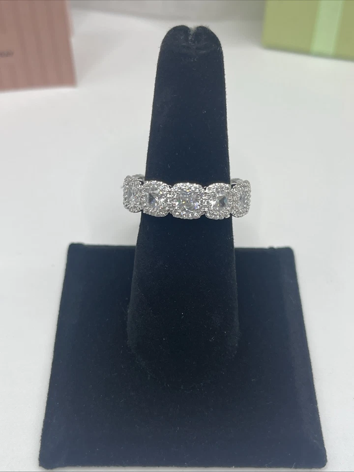 Anillo Banda Eternidad Latón Relleno Oro Blanco Talla 7 Oscar De La Renta Perfume Regalo Foto 2 de 4