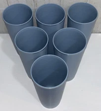 Vintage Tupperware 1348 Slate Blue Tumblers - 6.5" H 16oz - Lot of 6 - Cups