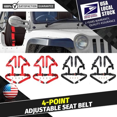 1/2PCS Adjustable 2'' 4 Point Buckle Racing Seat Belt Harness Strap Kit General