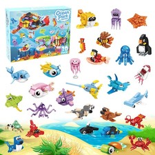 30 Packs Ocean Party Favors for Kids 895 PCS Mini Marine Animals Building Blo...