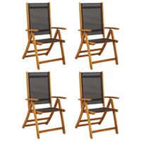 GartenstüHle 4Er Set Klappbar Massivholz Akazie Textilene Terrasse