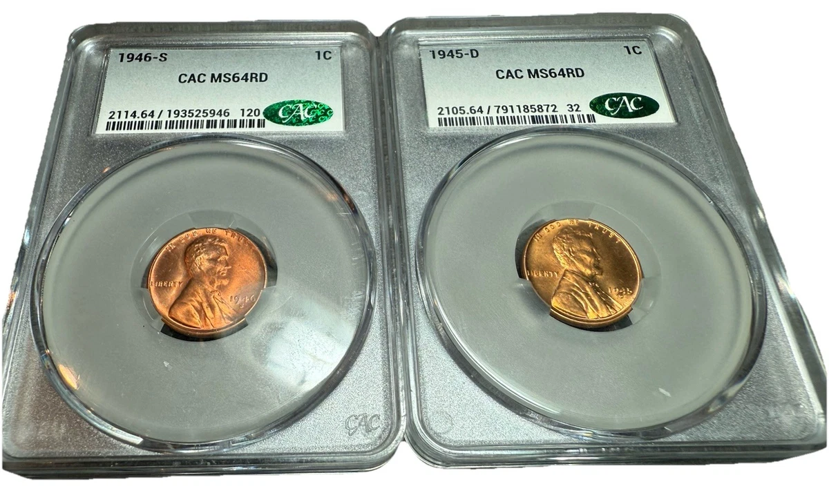 MS 64 Graded 1946 Year Lincoln Wheat US Small Cents (1909-1958