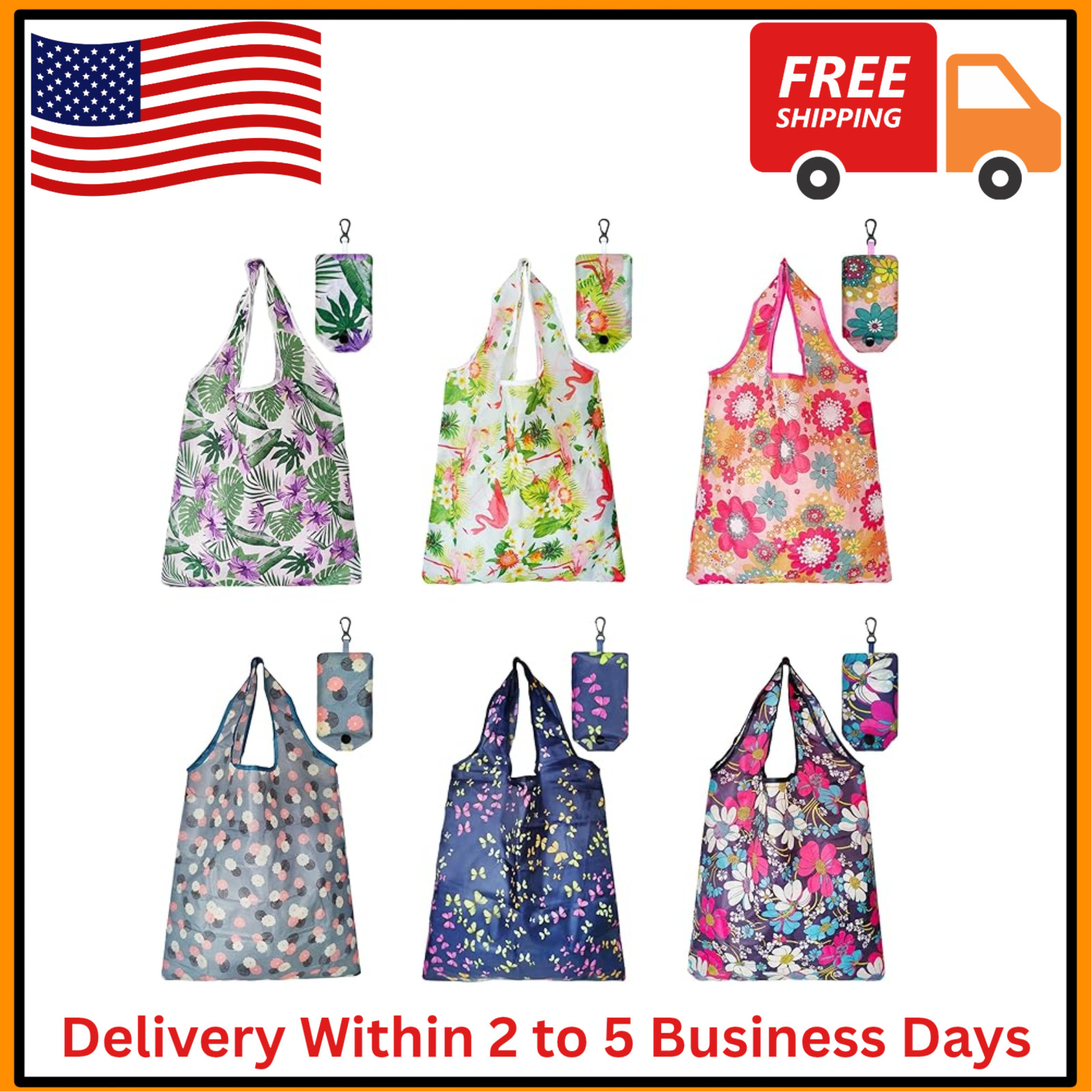Large Reusable Bags Shopping Washable Foldable 6 Pack Grocery Bags Heavy Best