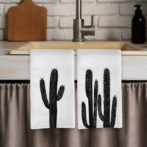 Western Cactus Set di 2 Asciugamani da Cucina, Cactus Decor Asciugamani per Bagno... - Foto 6 di 7