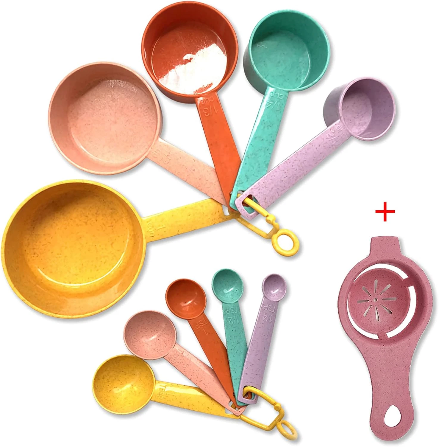 Juego Cucharas y Tazas Medidoras Plastico 10 Pzs Reposteria Cocina Colores Kit