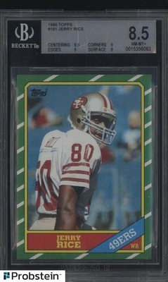 Jerry Rice All Pro Rookie 1986 Topps #161 Jerry Rice San Francisco 49ers RC Rookie HOF BGS 8.5 NM ...