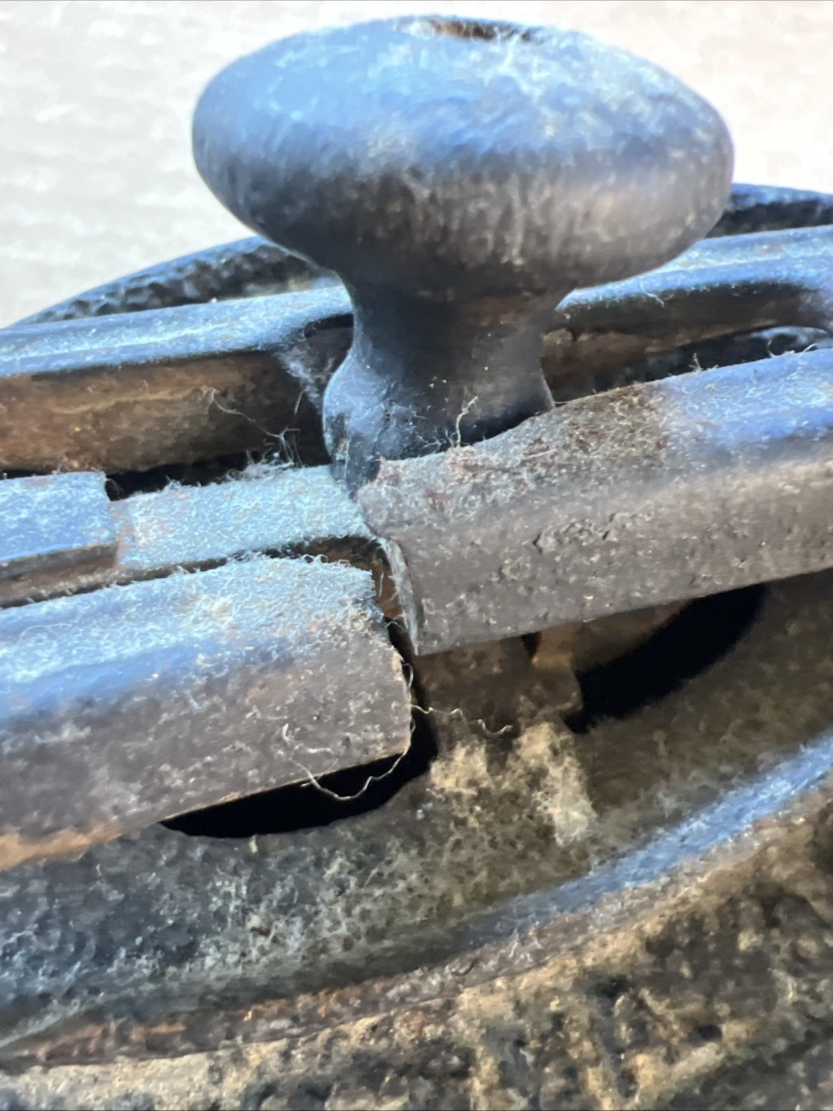 Vintage Sad Iron A.C. Williams with Wooden Handle Made in Ravenna, Ohio, USA