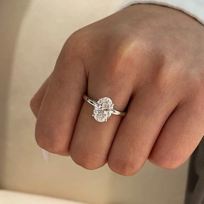 Laborgefertigter Diamant 2,0 kt Ovalschliff Testpass VVS1/D/Ausgezeichneter Verlobungsring