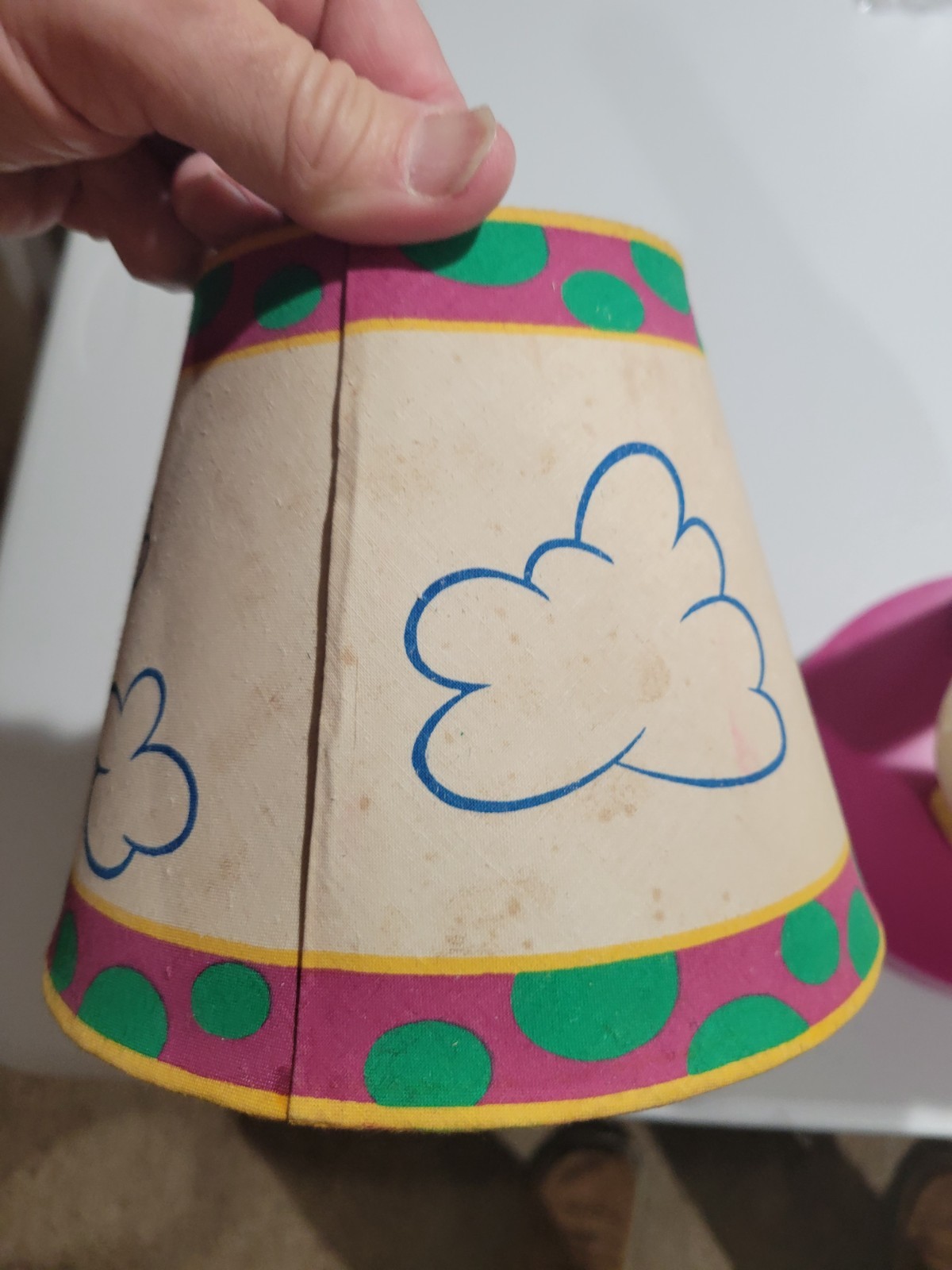 VNTG 1993 Barney The Dinosaur Plastic Hot Air Balloon Lamp & Original Shade