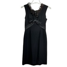 Vintage Elinor Gay Dress Womens Small Lace Bow Sheath Cocktail Little Black 60s