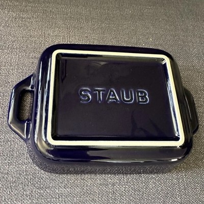 Staub Ceramic Baking Dish Navy Blue Rectangular Casserole Stoneware 7.5x5