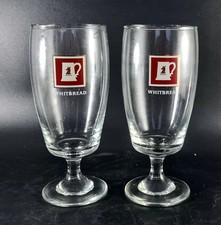 Pair of WHITBREAD Beer Glasses Rare Design / Model Stemmed 