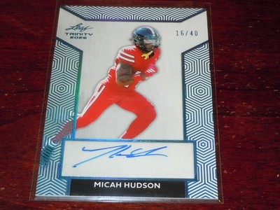 MICAH HUDSON Blue Foil Auto 16/40 2026 Leaf Trinity Football Texas Tech Raiders