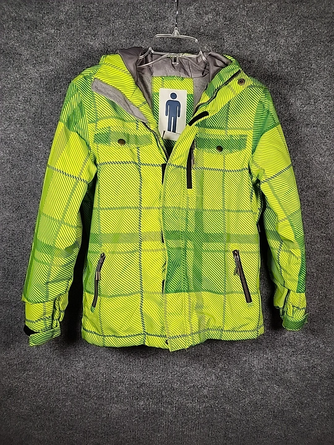 Firefly Youth L Snow Snowboarding Ski Jacket Coat Aquabase Elite Green Gray Hood