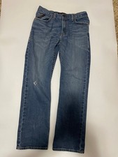 Ariat FR M4 Relaxed Boot Denim Blue Jeans Work Wear Men's 35 Distressed read 