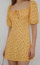 Reformation Floral Print Dress Yellow Sz 4
