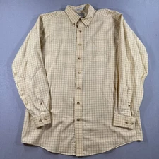 LL Bean Wrinkle Free Kennebunk Sport Shirt Mens Large Tall LT Yellow Check Plaid
