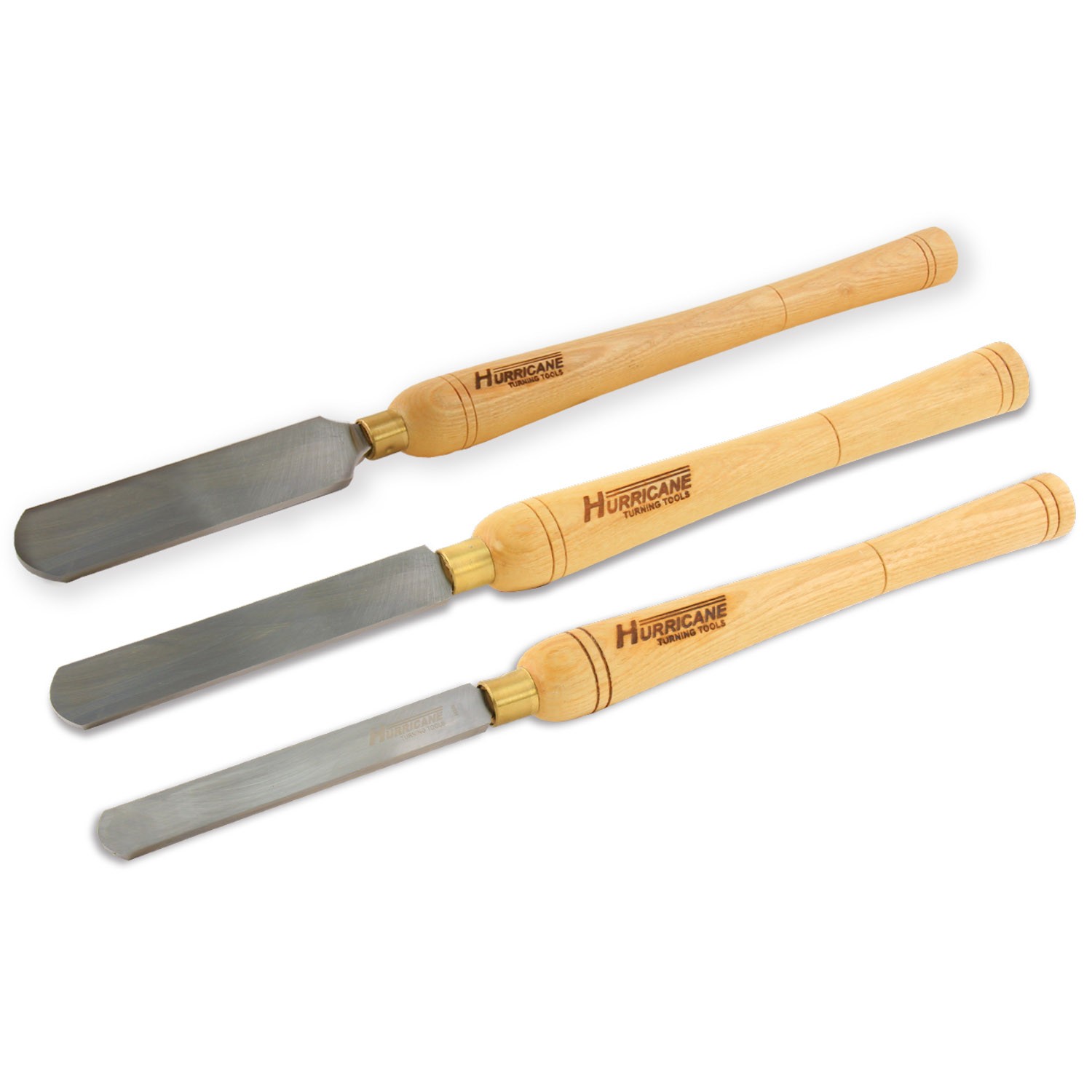 HSS, 3 Pc Round Nose Scraper Set (3/4", 1", 1 1/2") Woodturning Tools, Hurricane