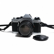 Pentax MG 35mm SLR Film Camera with SMC Pentax-M 50mm f1.7 Lens Case Silver VTG