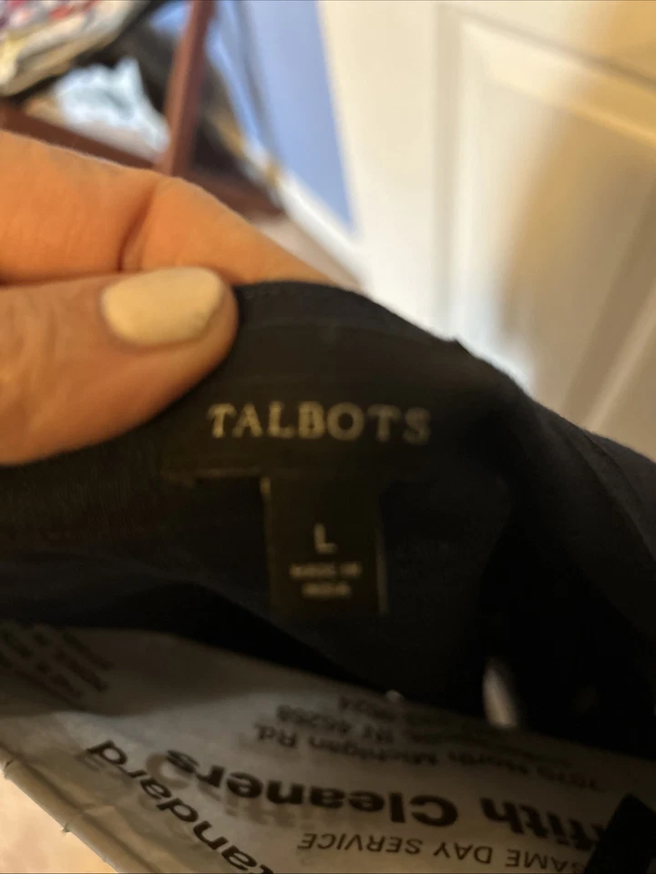 Vestido Clásico Talbots Azul Lino Bordado Cuentas Old Money Grande Foto 3 de 4