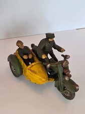 VINTAGE CAST IRON 1930 HUBLEY STYLE INDIAN MOTORCYCLE W SIDE CAR 2 POLICEMAN