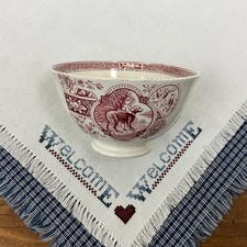 Charles Allerton Little Mae Dog Waste Bowl Red Transferware England Antique